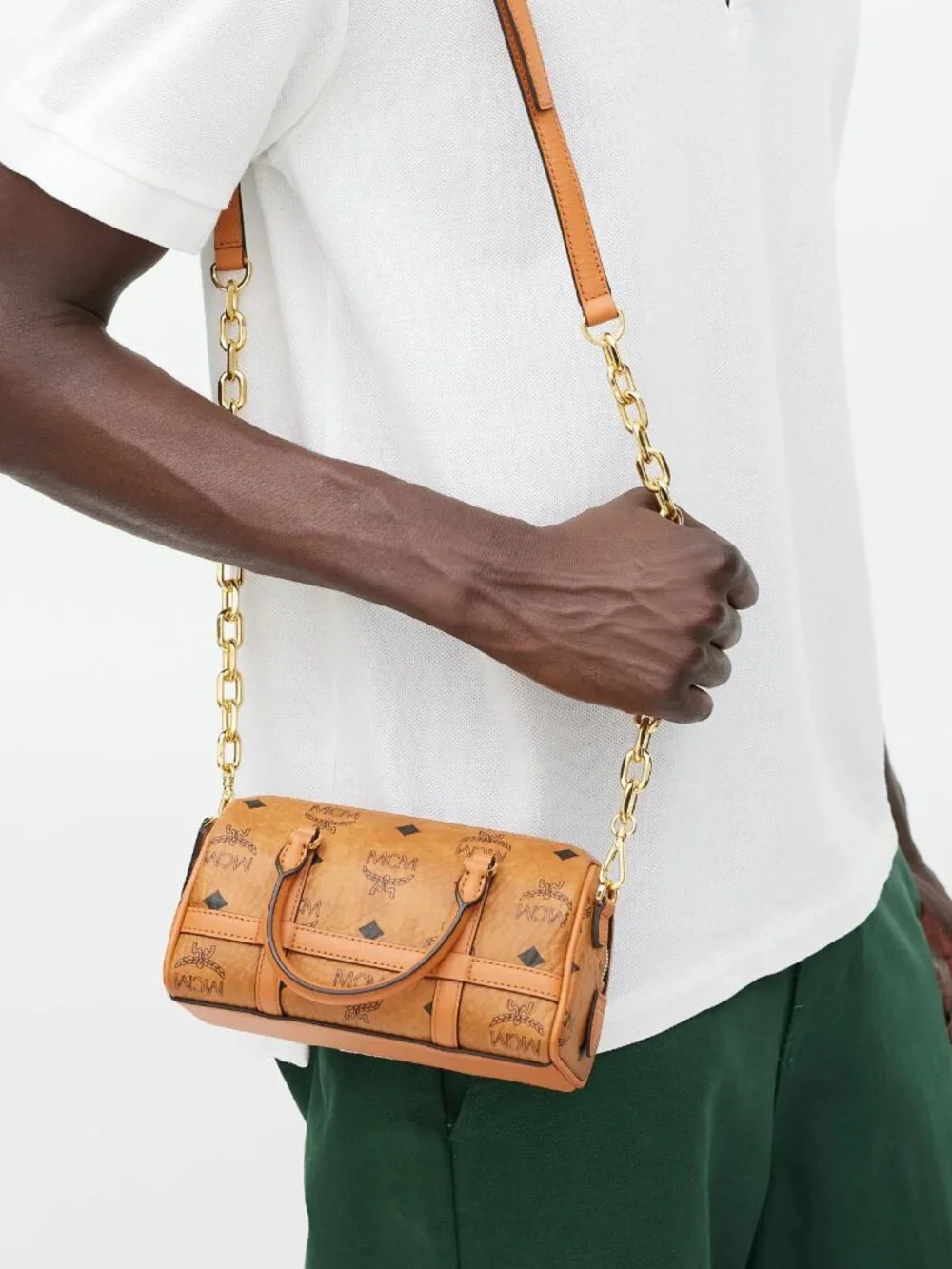 NEW MCM Brown Monogram Mini Aren Boston Bag - Picture 5 of 7